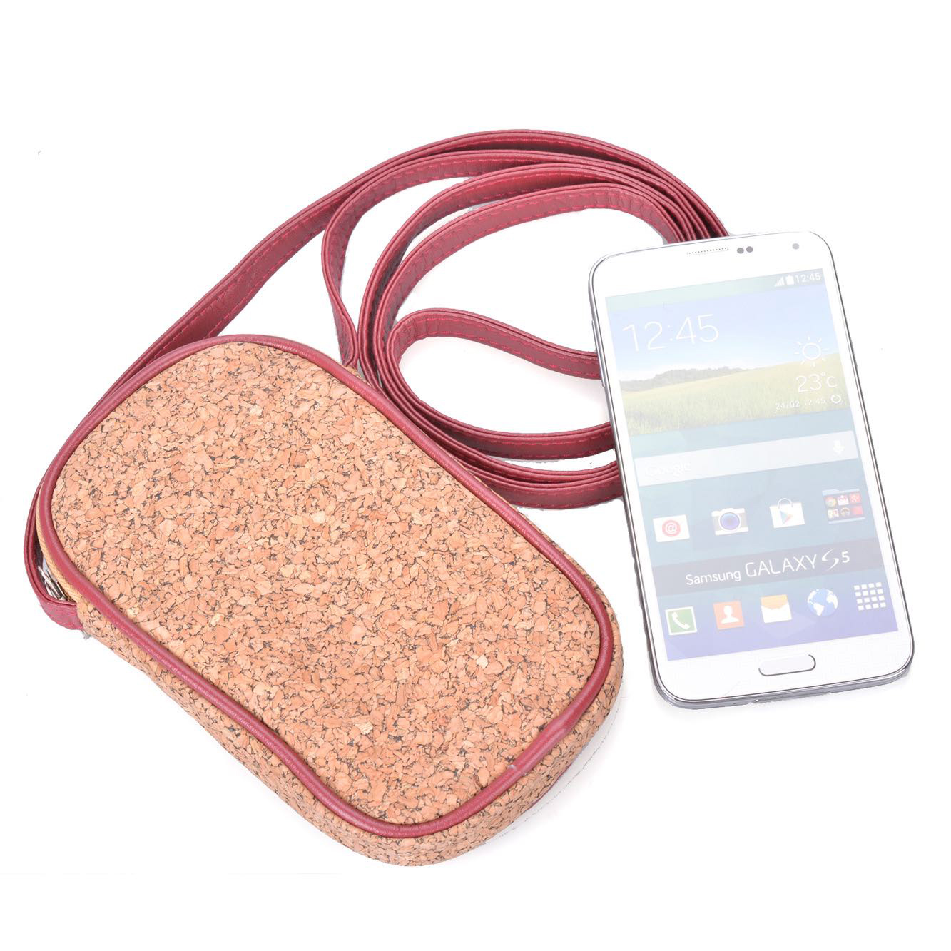Vegan Cork Crossbody Bag Cell Phone Purse Wallet lightweightt Roomy Travel Passport Bag