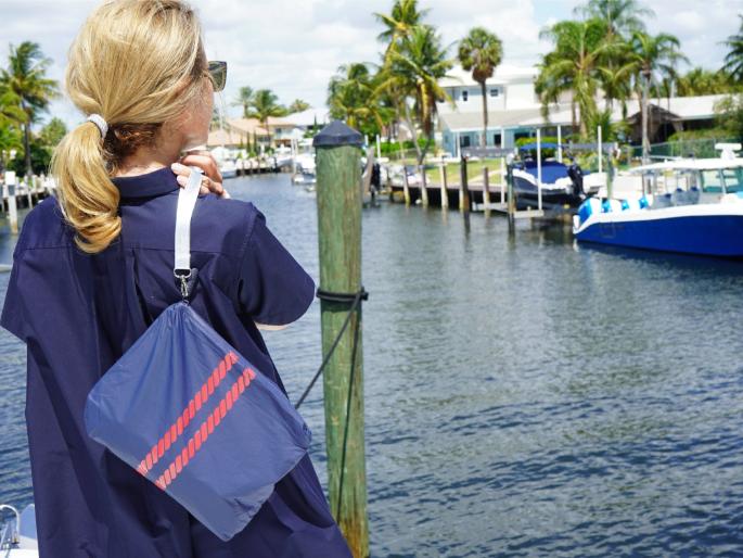 Custom Waterproof Tyvek Beach Bag: Lightweight Makeup Wet-Dry Pouch  in Nautical Rope Stripes