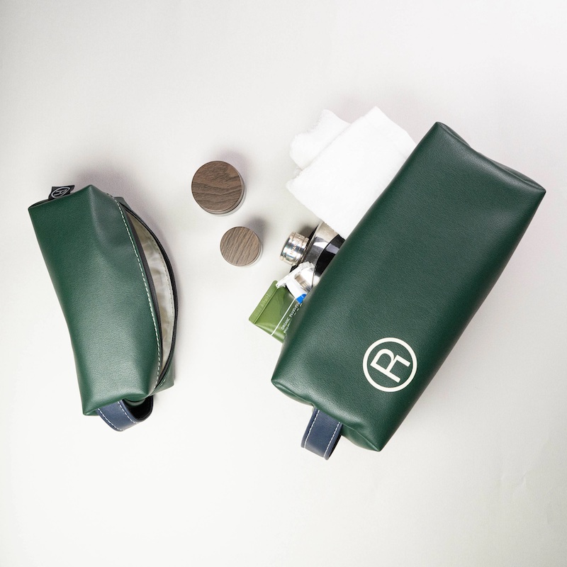 OEM green leather beauty pouch