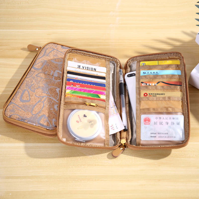 Vegan Cork Multi-purpose Rfid Blocking Travel Passport Wallet Document Organizer Holder