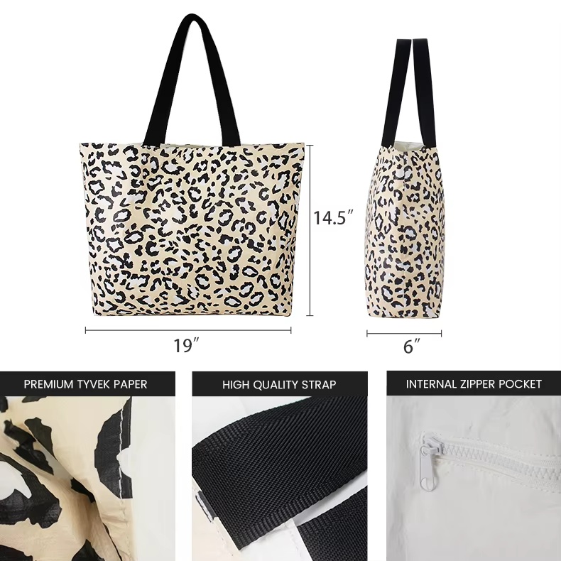 Beach-Ready Women’s Zippered DuPont™ Tyvek® Tote – Washable Paper Bag, Fashionable & Eco-Friendly
