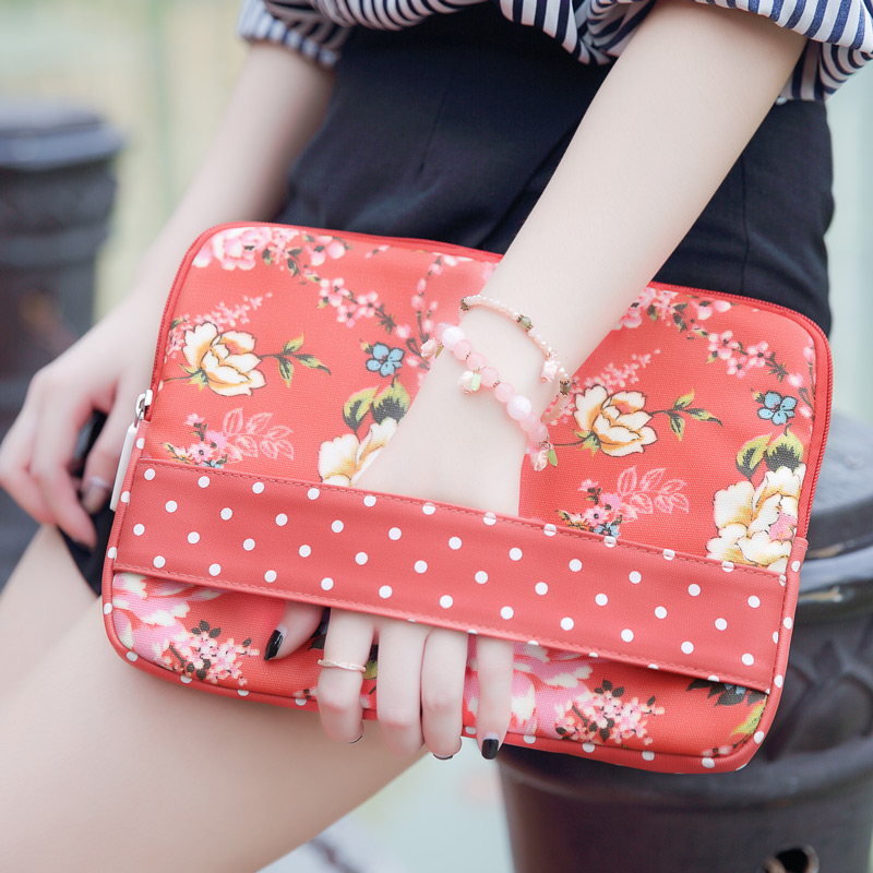 Stylish & Protective: 9-11 Inch Floral Cotton Canvas Tablet Sleeve - Waterproof Carry Case
